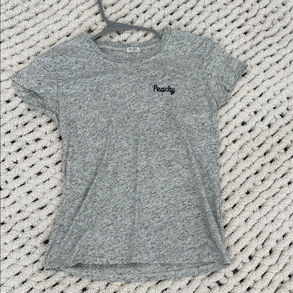 Brandy Melville / John Galt Gray 'Peachy' embroidered T-Shirt size OS